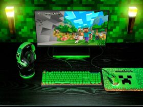 Razer Minecraft Collection accessories set up in a game-themed PC setup