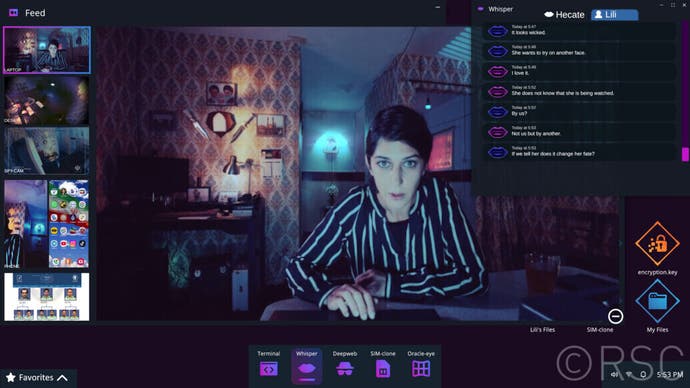 Screenshot of Lili showing computer UI with woman in striped shirt sat at a desk