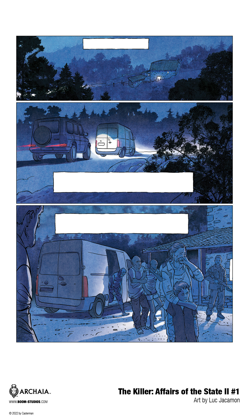 Unlettered interior pages from The Killer: Affairs of the State II.