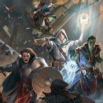 Art from Pathfinder:Kingmaker showing a group of adventurers in combat