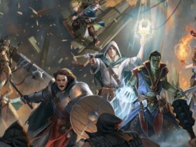 Art from Pathfinder:Kingmaker showing a group of adventurers in combat