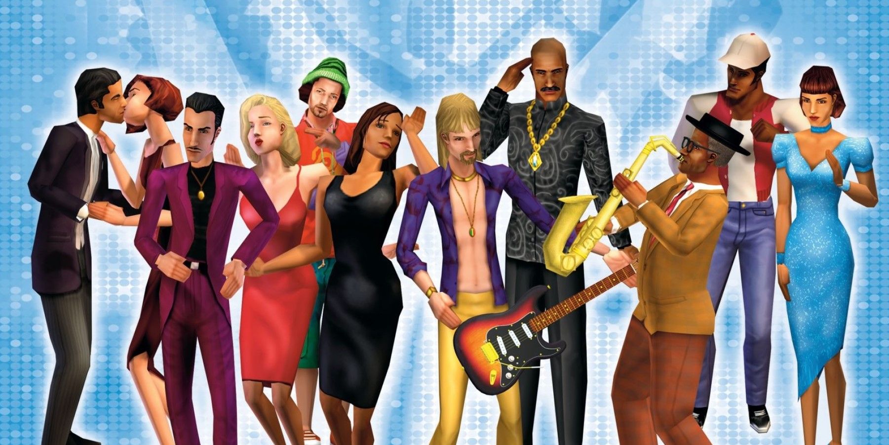 A Piece Of Key Art From The Sims Showing A Selection Of Sim Characters Enjoying And Playing Music