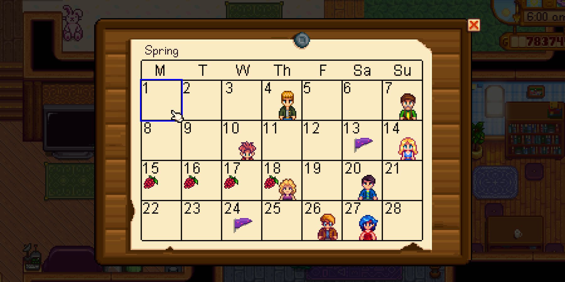 Stardew Valley Calendar Spring