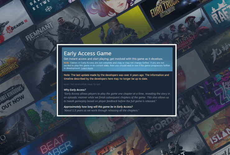 Steam Adds New Warning For Abandoned Early Access Games