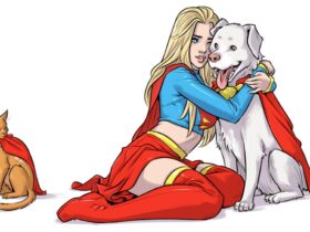 Supergirl with Krypto and Streaky.