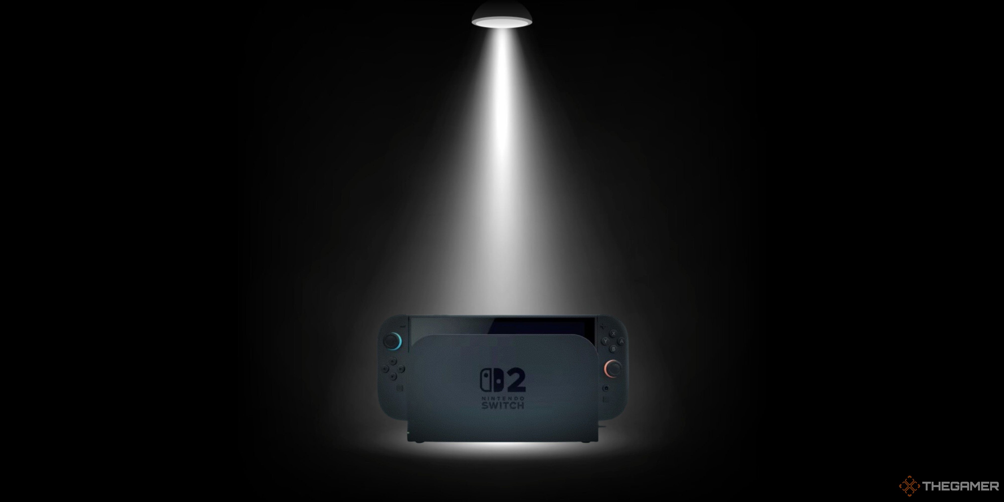 a spotlight shining on the nintendo switch 2.