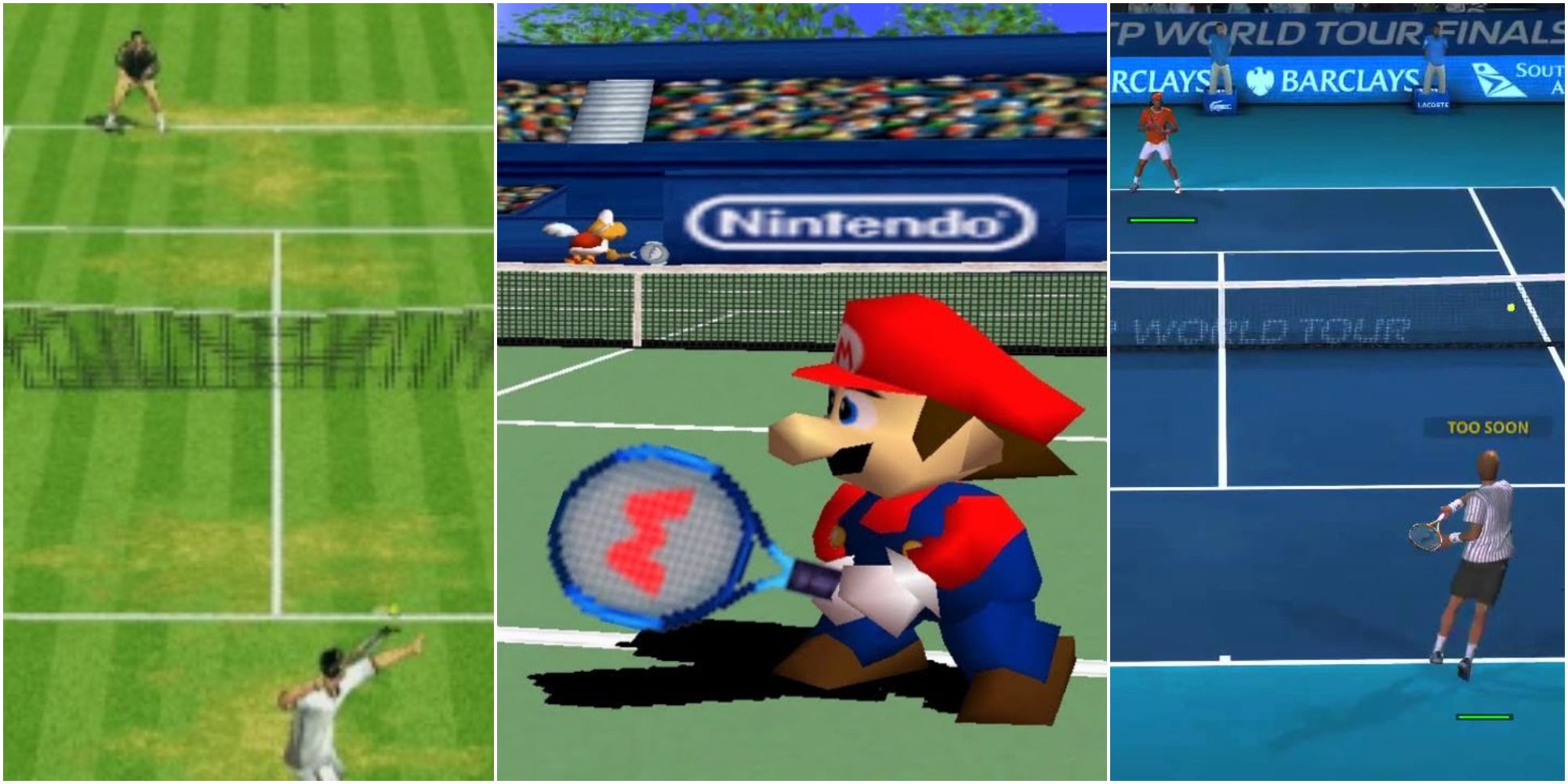 Virtua 2 Mario 64 Top Spin 4 Split image