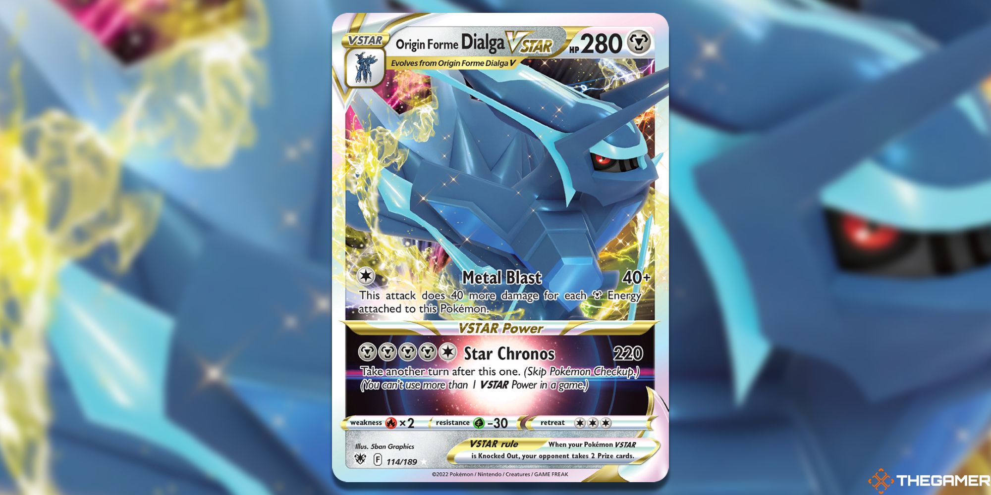 Origin Forme Dialga VSTAR Card From Pokemon TCG.