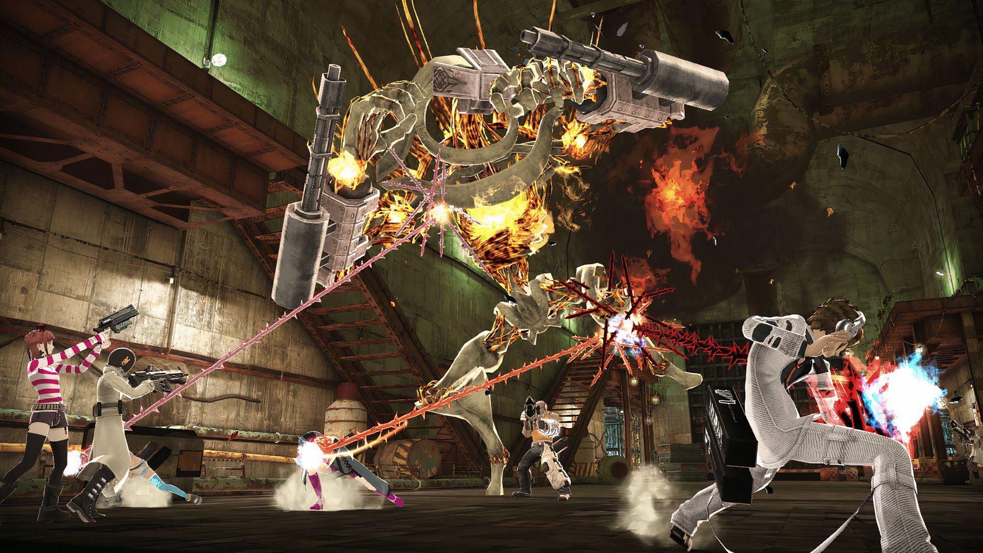 Fighting an Abductor in Freedom Wars Remastered.