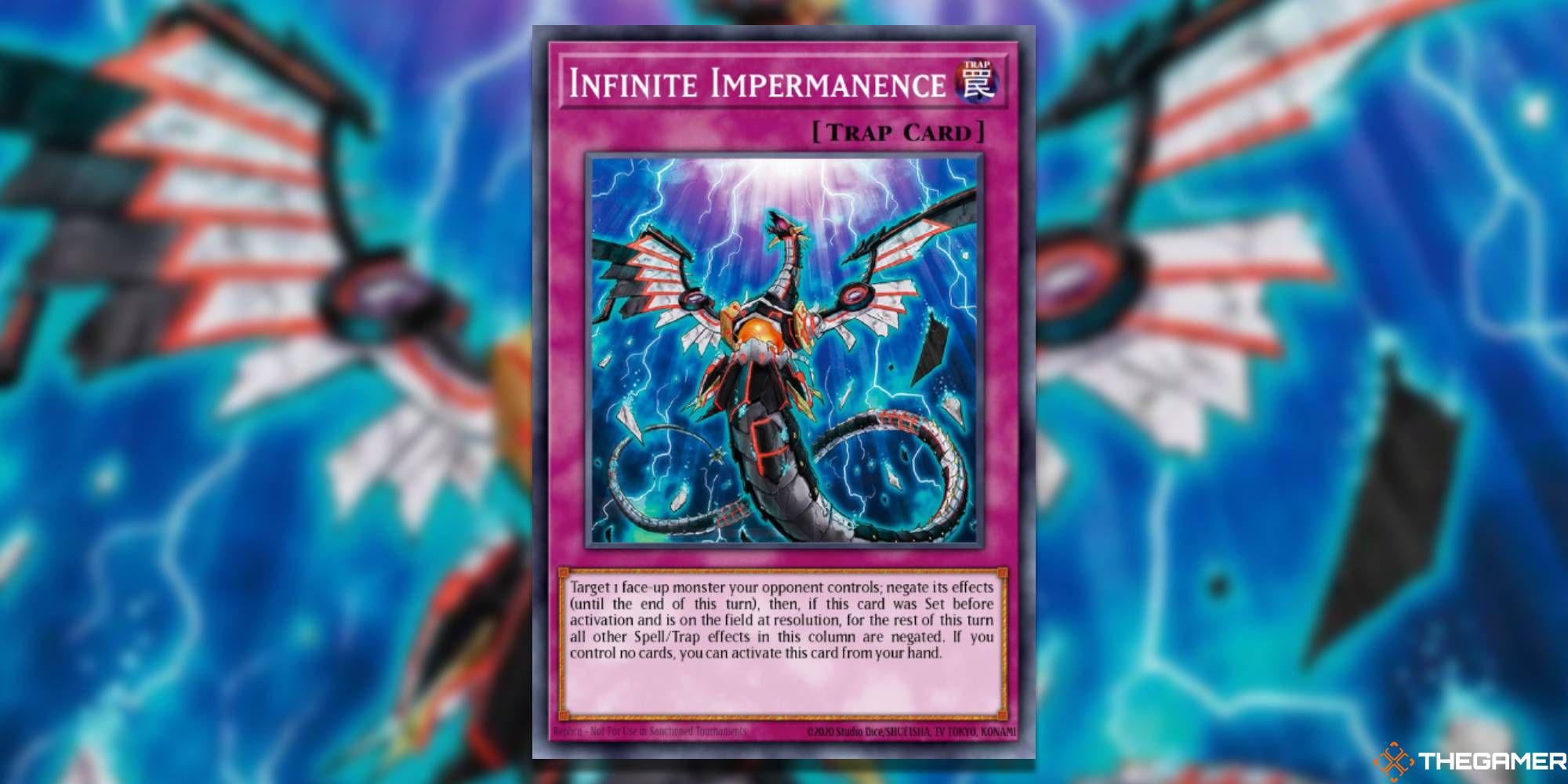 Infinite Impermanence, high quality Card Art from Yu-Gi-Oh! TCG Used As Background And TheGamer Logo.