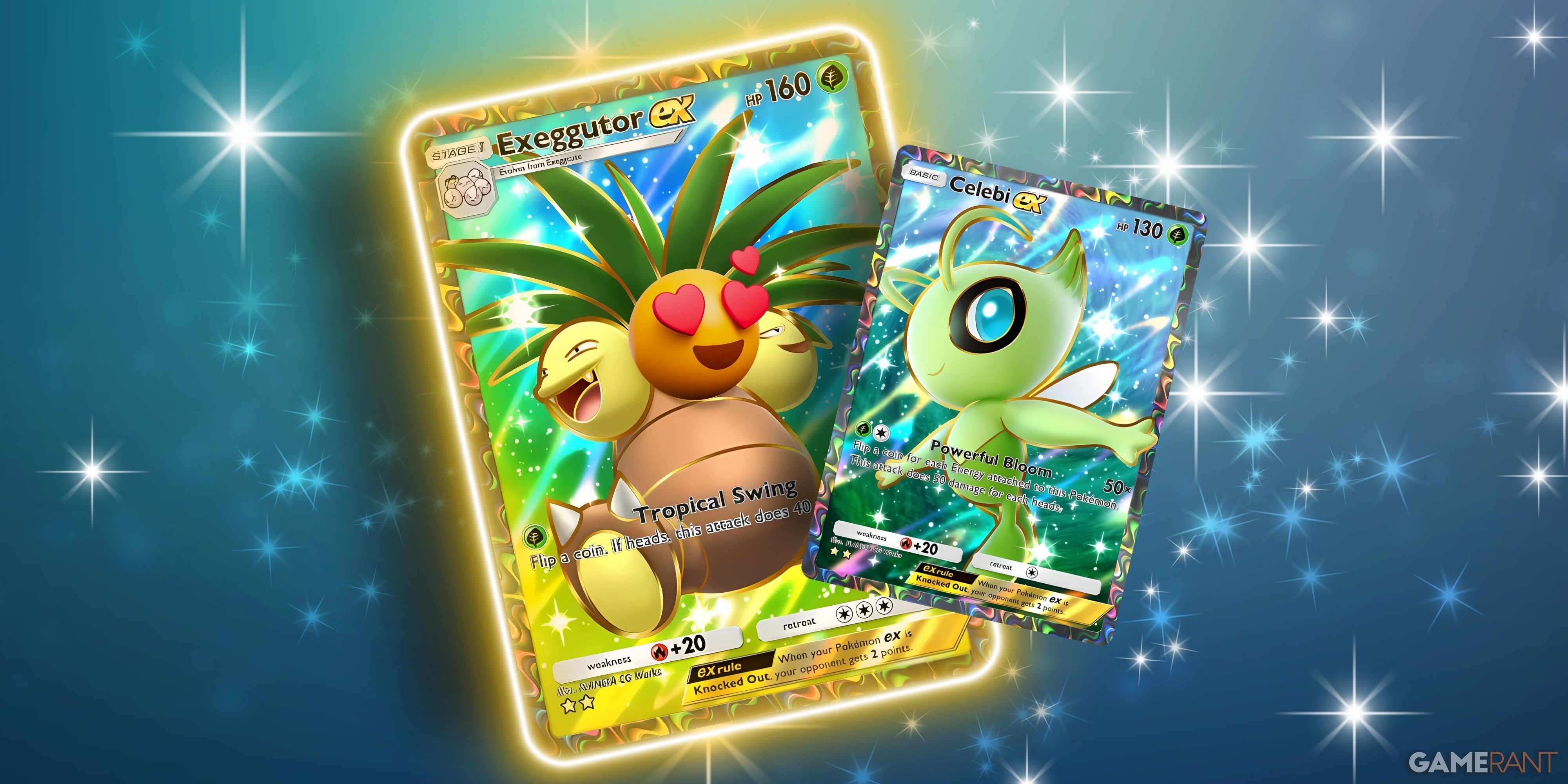 exeggutor ex and celebi ex cards from pokemon tcg pocket.