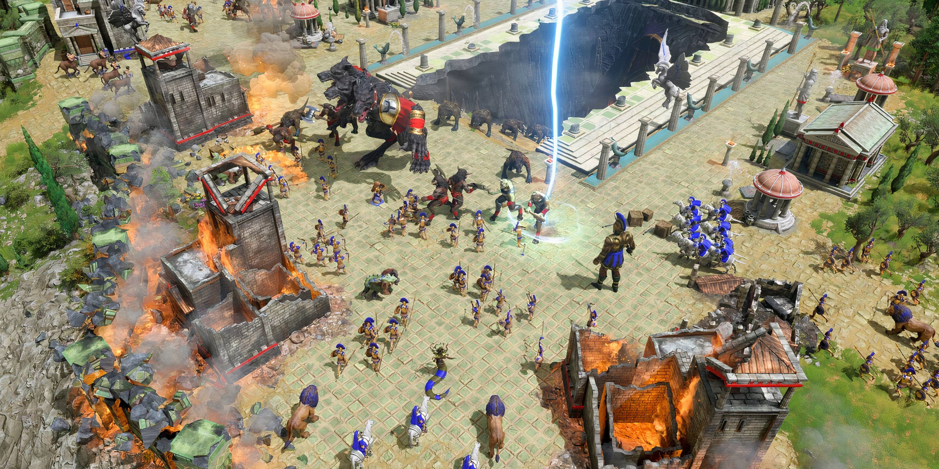 A battlefield in Age of Mythology Retold.