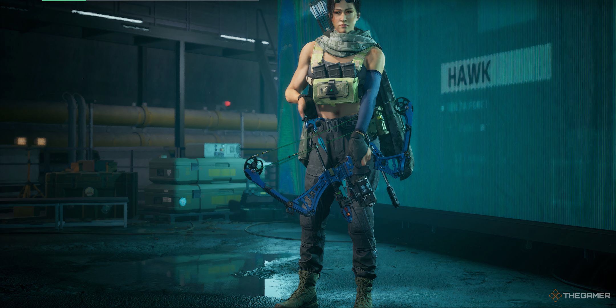 Luna standing in a military base in Delta Force.