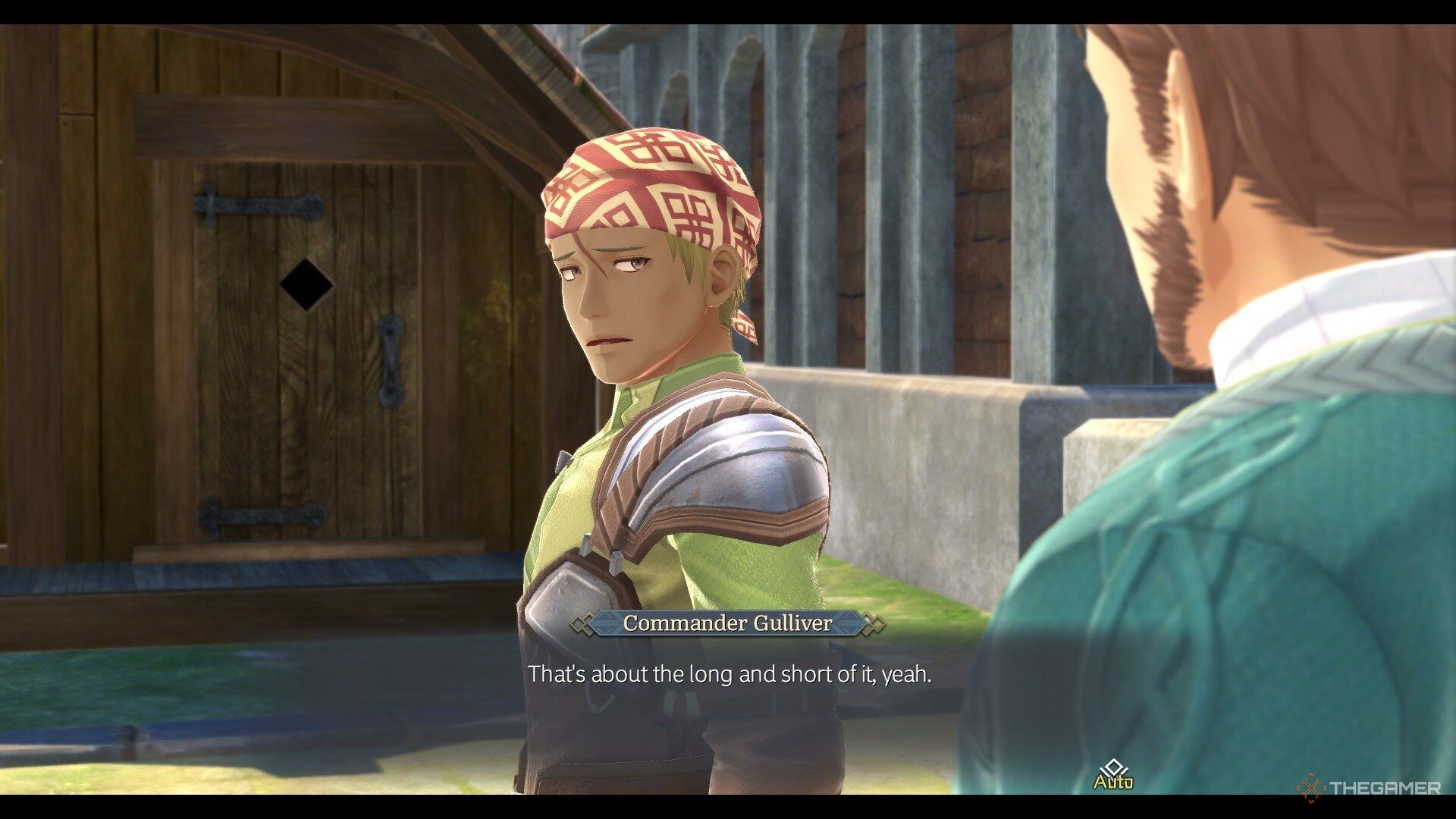 A cutscene screenshot of Captain Gulliver in Ys X: Nordics.