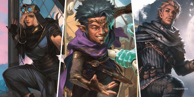 Three different rogue subclasses in a split image with one another from Dungeons & Dragons in a collage.