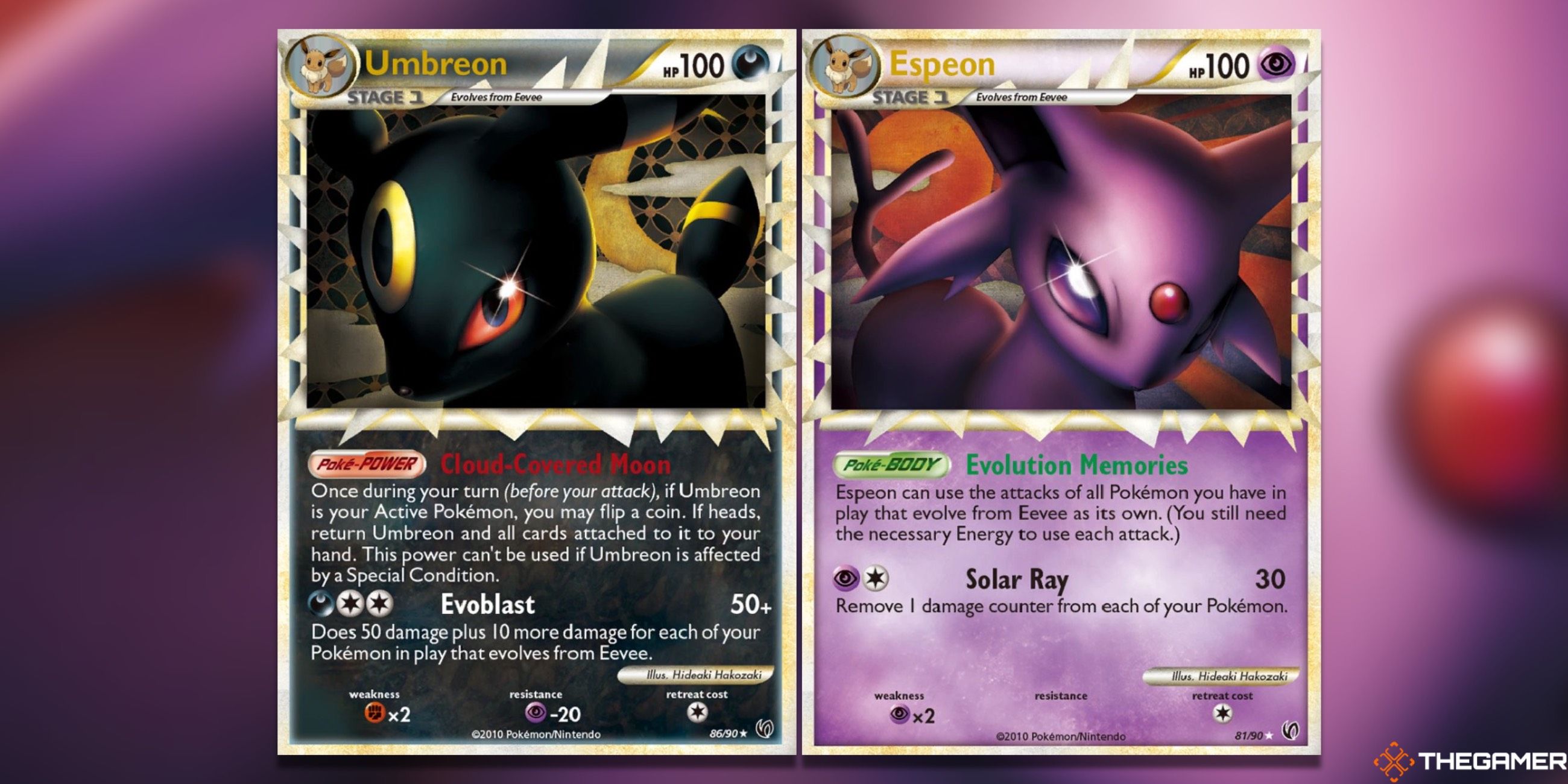 The Umbreon and Espeon Prime cards from Undaunted in the Pokemon TCG.