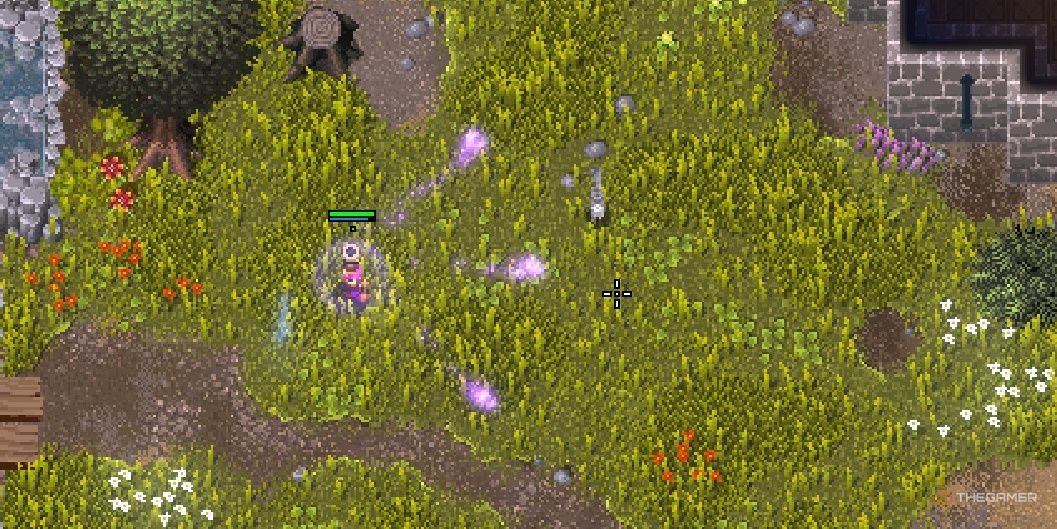 Heroes Of Hammerwatch 2: The purple energy balls of magic missile.