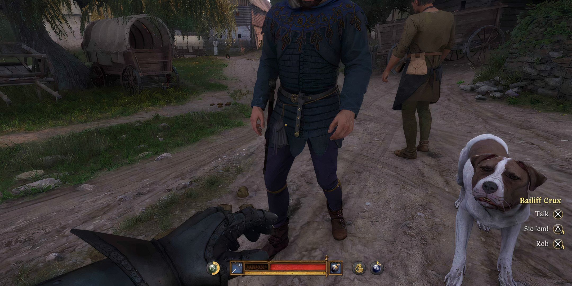 Heery pickpocketing Bailiff Crux from the front pocket.