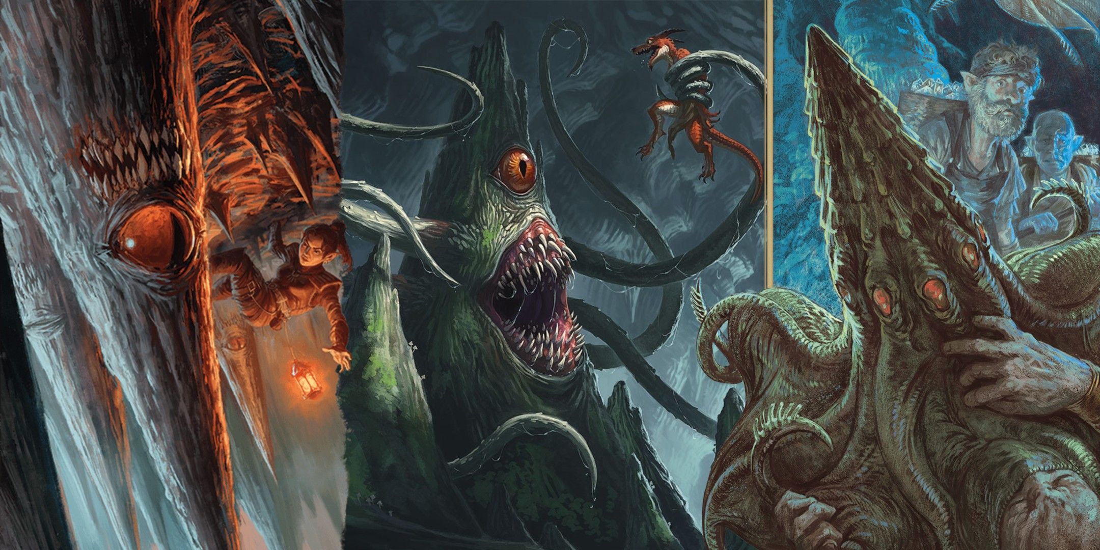 Dungeons & Dragons image showing a piercer, roper and dark mantle.