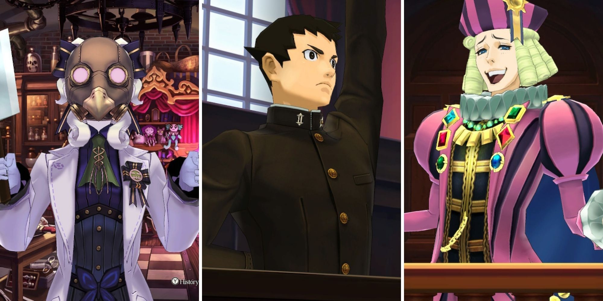 The Great Ace Attorney Chronicles Maria Gorey Holds Knives Ryunosuke Naruhodo Raises A Hand William Shamspeare Poses