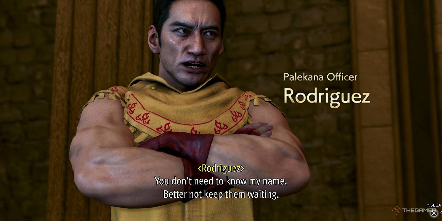 Rodriguez introduction screen from Like A Dragon Pirate Yakuza.