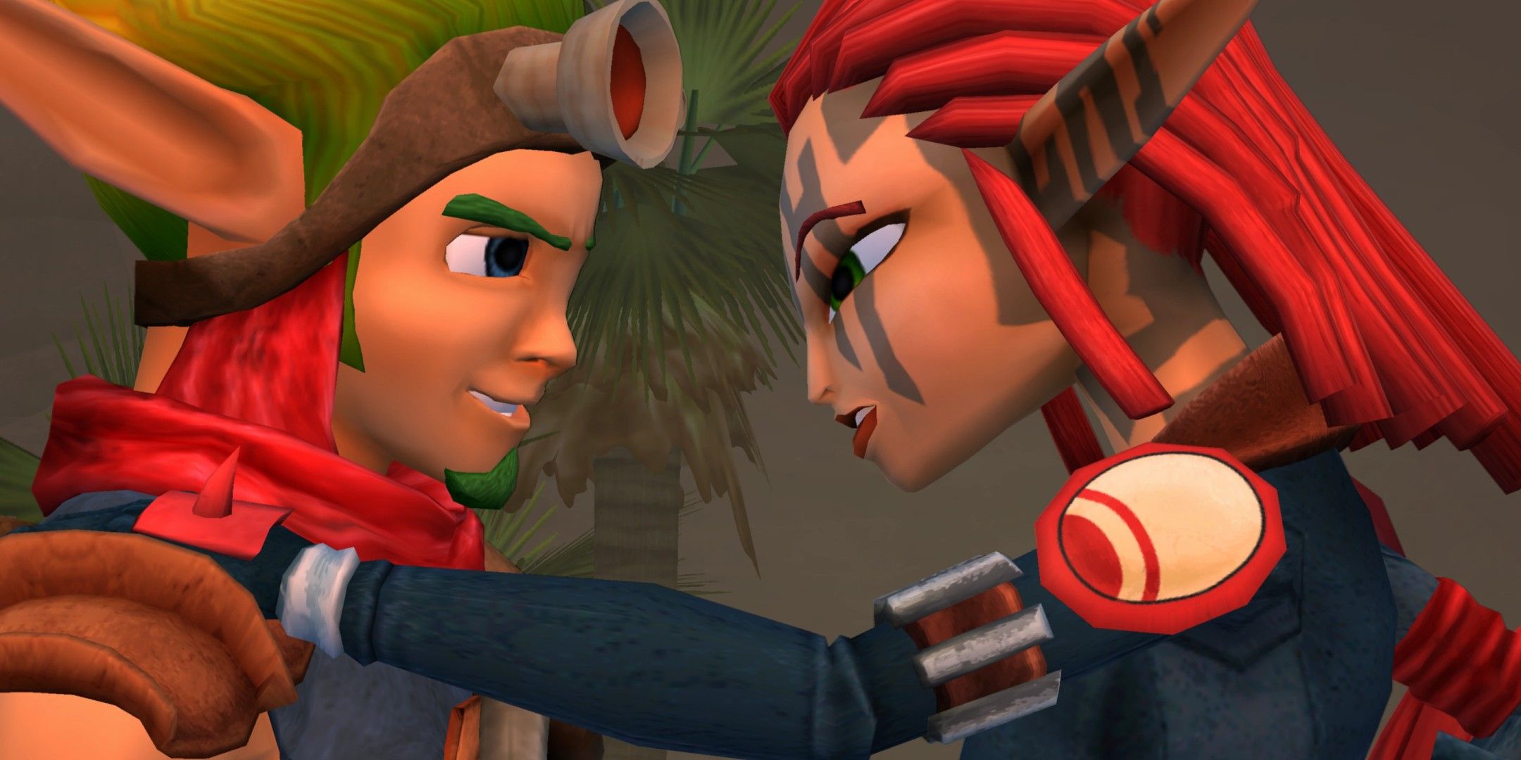 Jak and Ashelin facing each other in Jak 3.