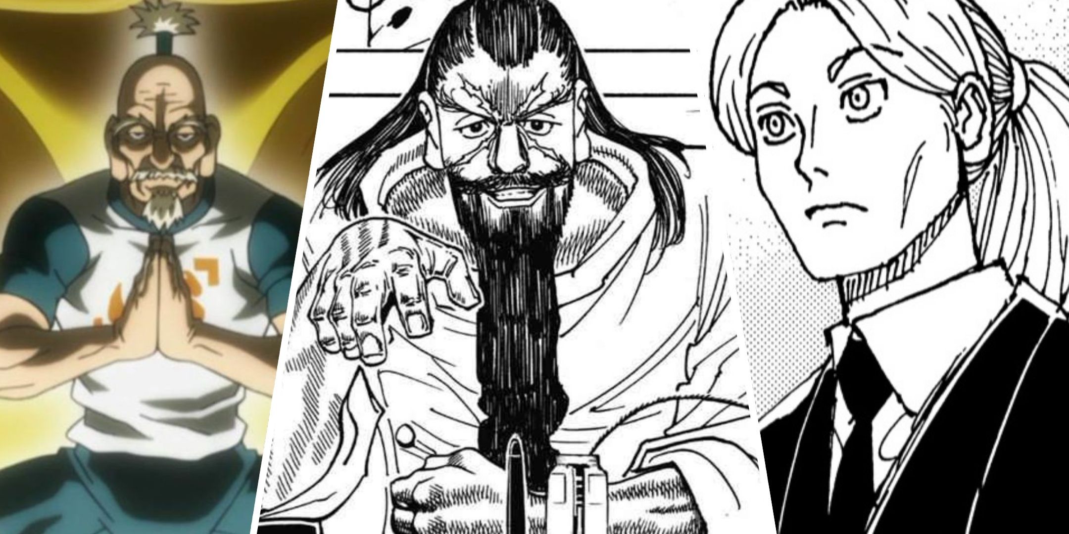 Isaac Netero, Beyond Netero, and Longhi, from Hunter X Hunter.