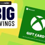 Official image of an Xbox gift card with a green GamesRadar background.