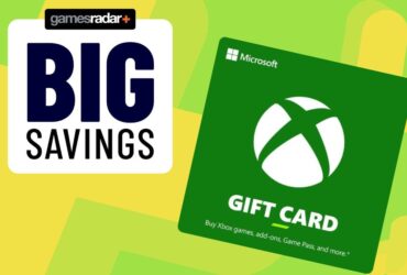 Official image of an Xbox gift card with a green GamesRadar background.