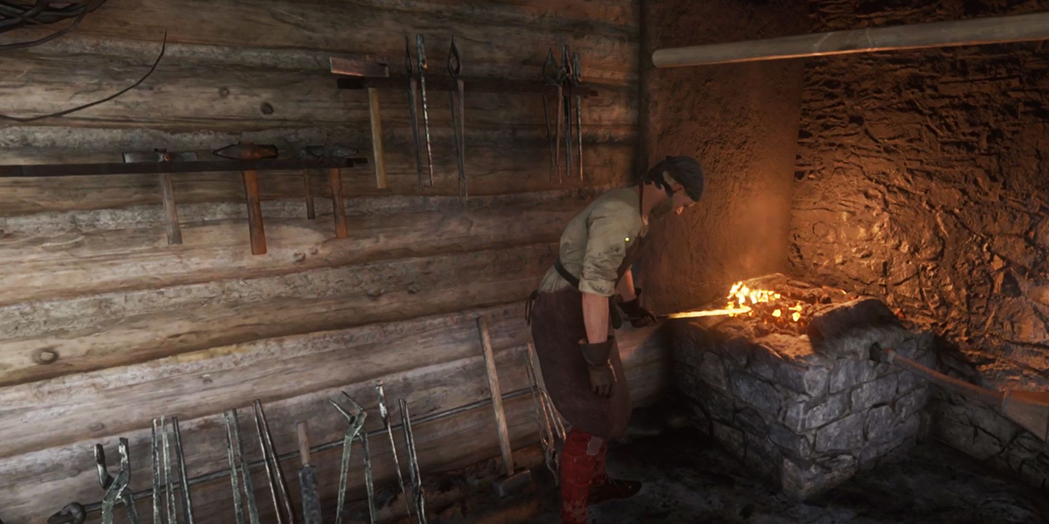 KCD2 Blacksmith using the forge