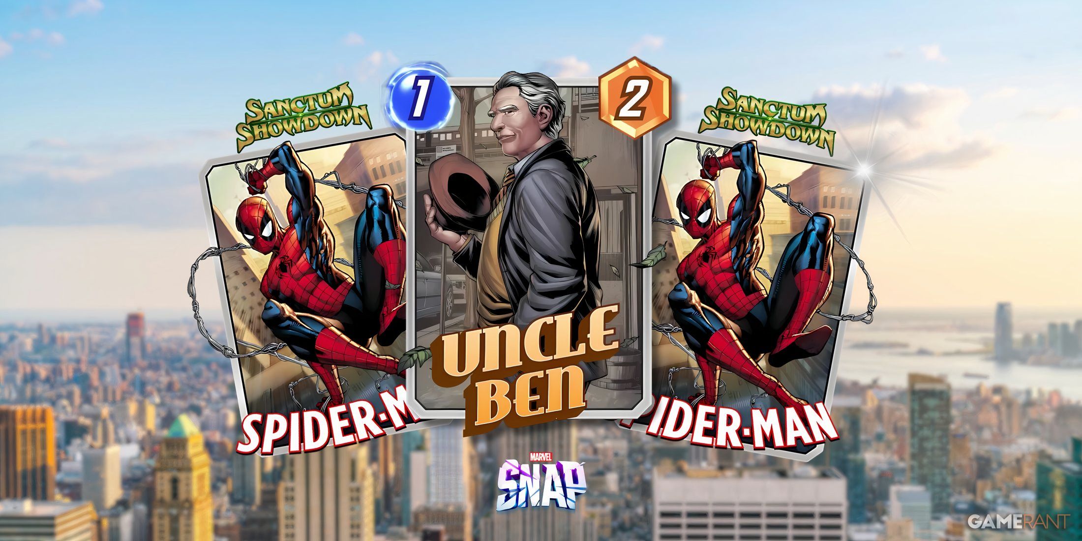 uncle ben and spider-man cards from marvel snap.