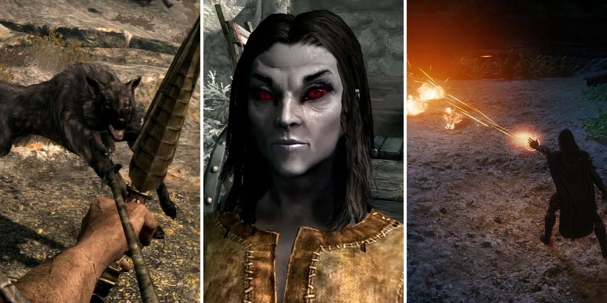 A grid of activities and a dark elf in Skyrim