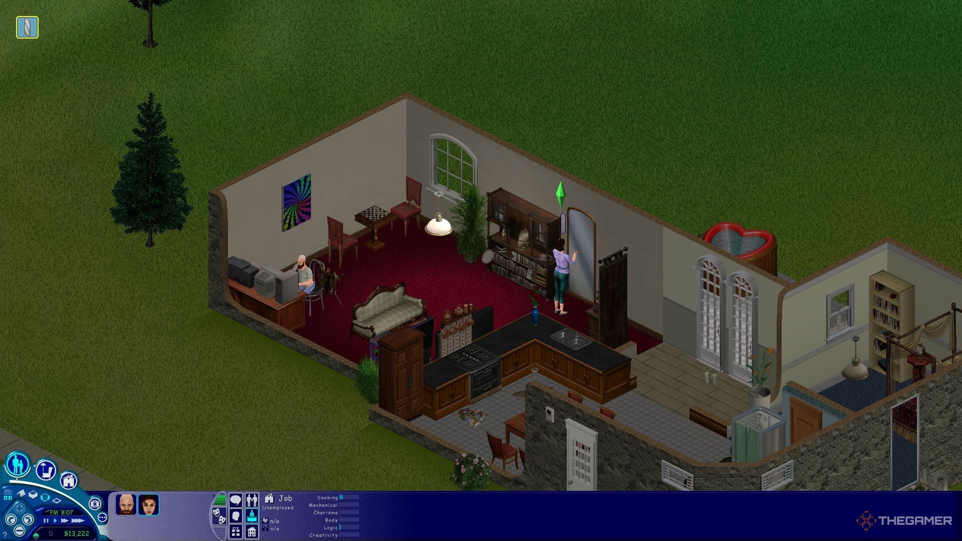 Betty Newbie talking in the mirror in The Sims.-1