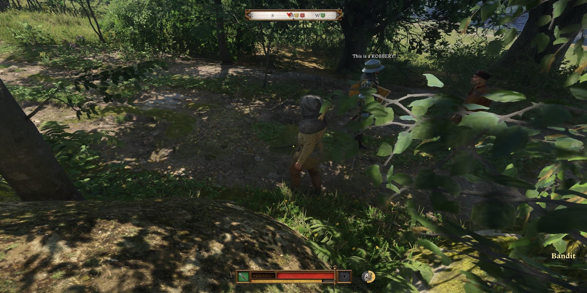 The Player Standing Over Two Bandits Robbing Someone