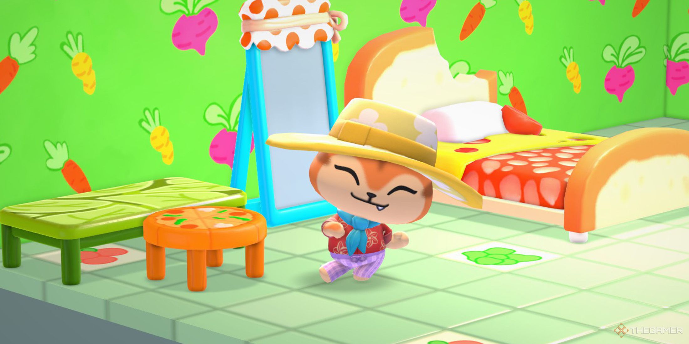 The player is dancing inside a room that has yummy style furniture in Hello Kitty Island Adventure