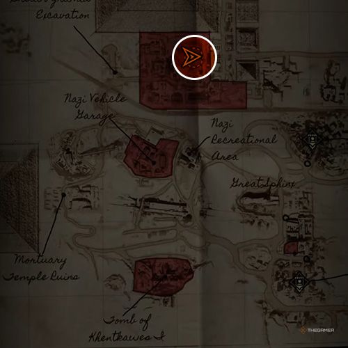 An orange circle shows the location of the Detention Center Key in Indiana Jones And The Great Circle