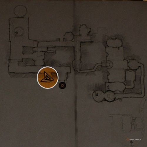 An orange circle shows the photo location of the Tomb Fresco in Indiana Jones And The Great Circle