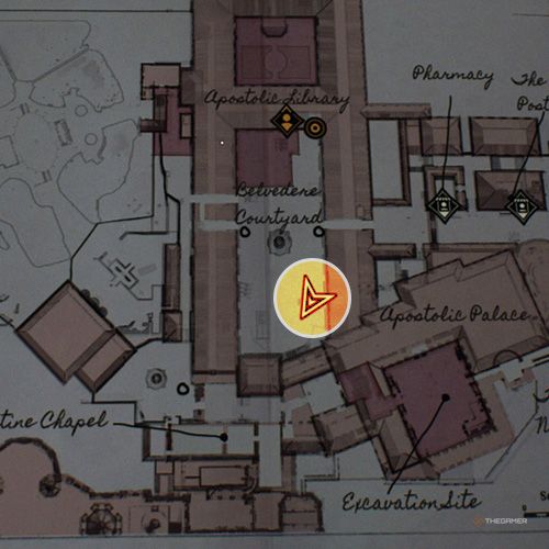 An orange circle shows the photo location of the Stage Construction in Indiana Jones And The Great Circle