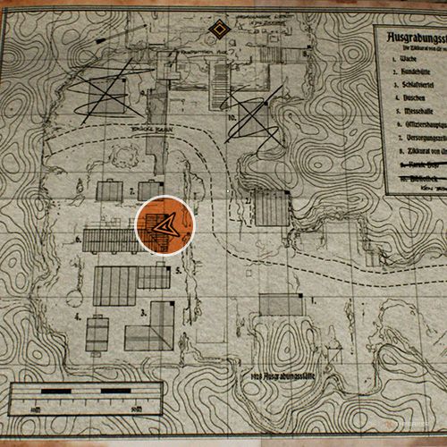 An orange circle shows the location of the Ziggurat Model in Indiana Jones And The Great Circle