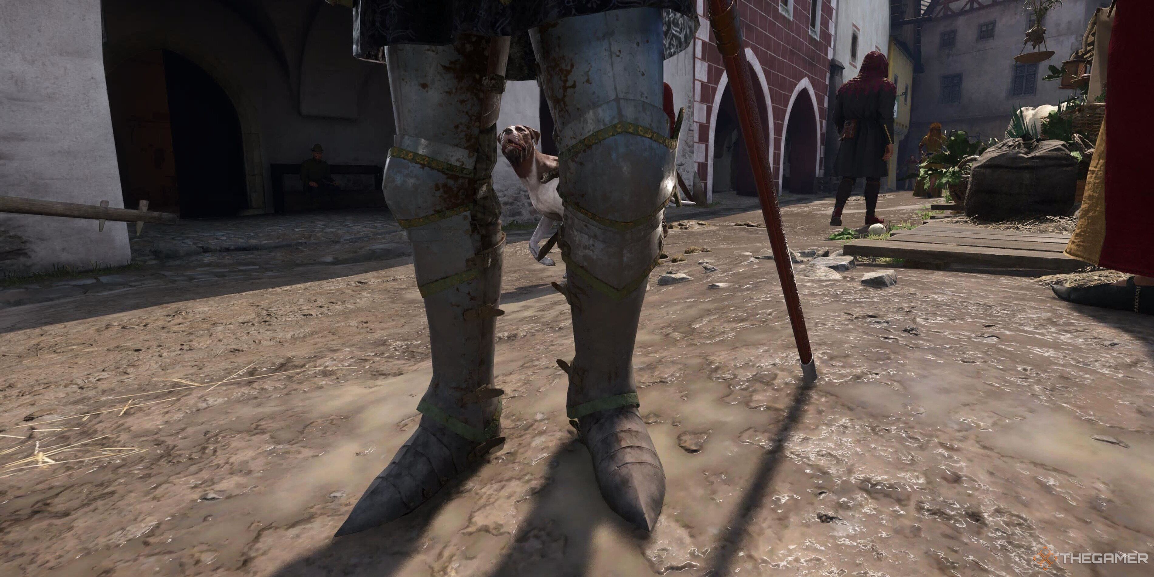 Henry's legs with armor on in Kingdom Come: Deliverance 2.