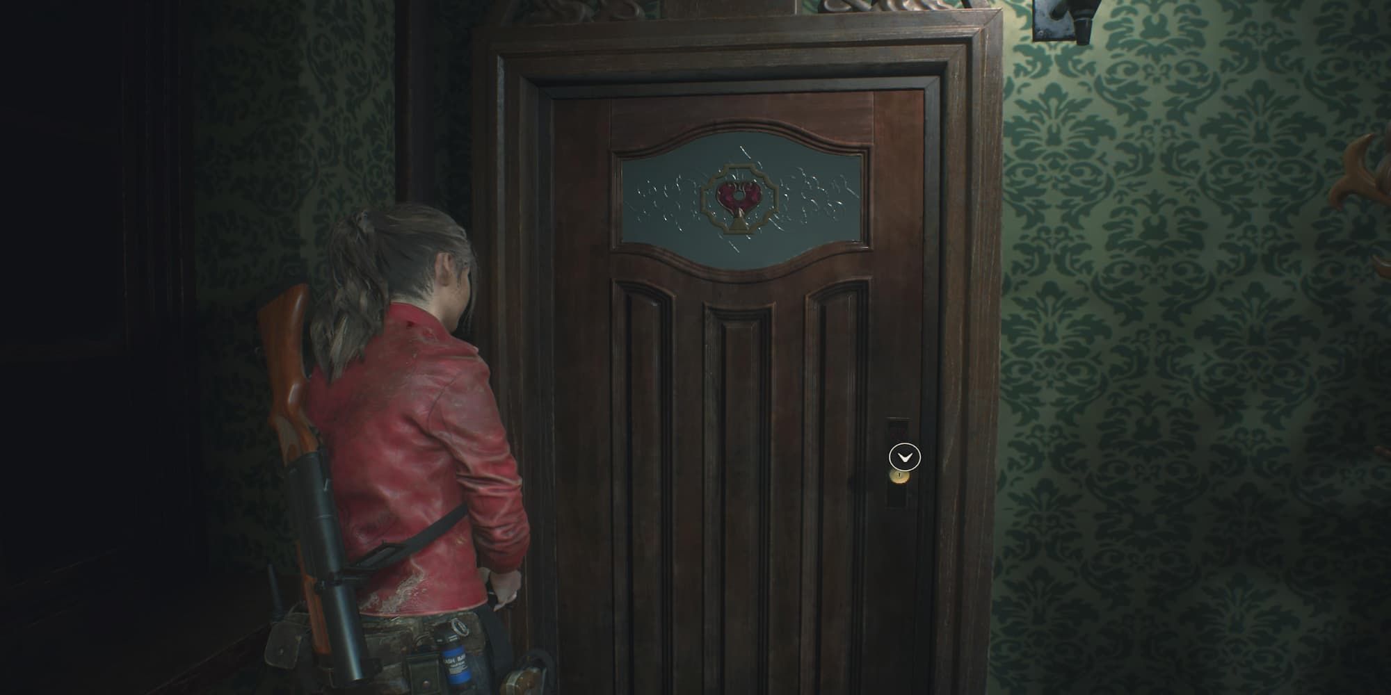 Claire Facing A Heart Door 