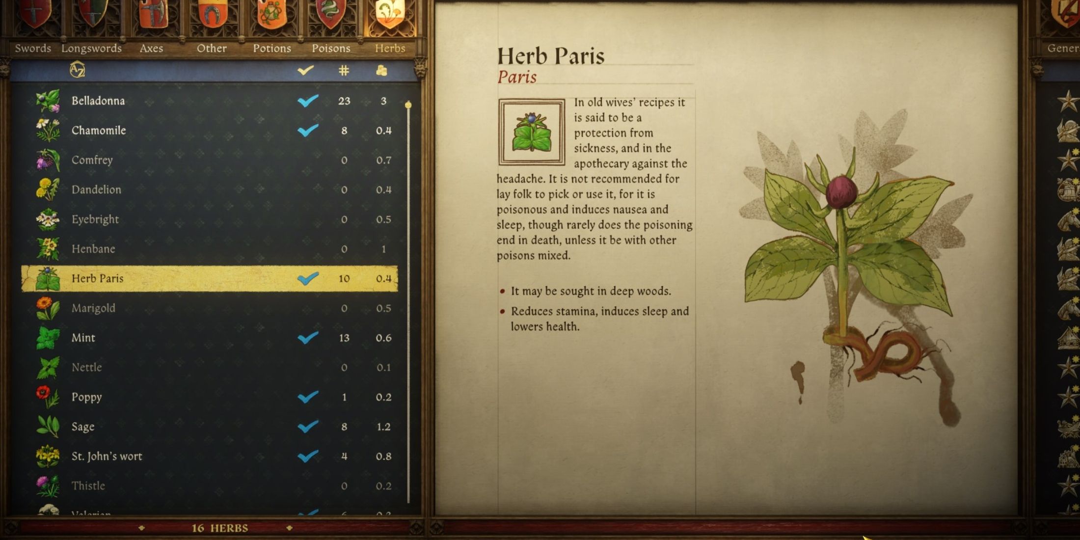 herb paris journal entry in kingdom come deliverance 2