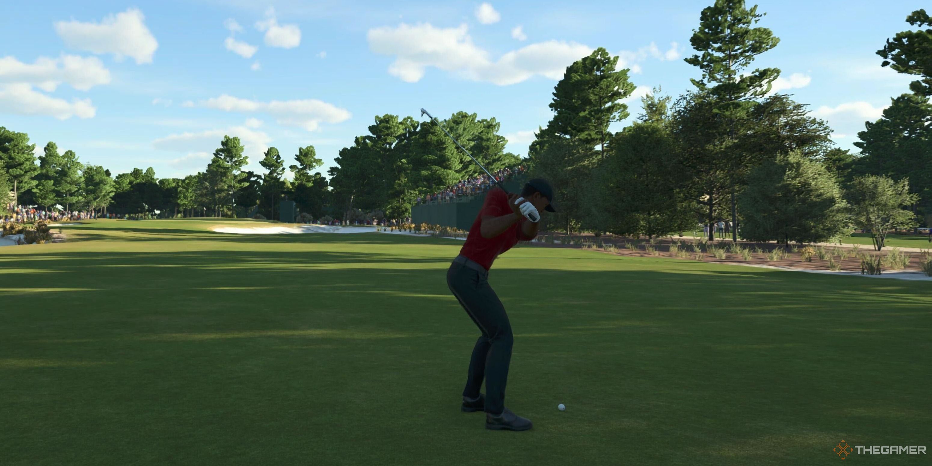 Tiger swinging in PGA Tour 2K25.