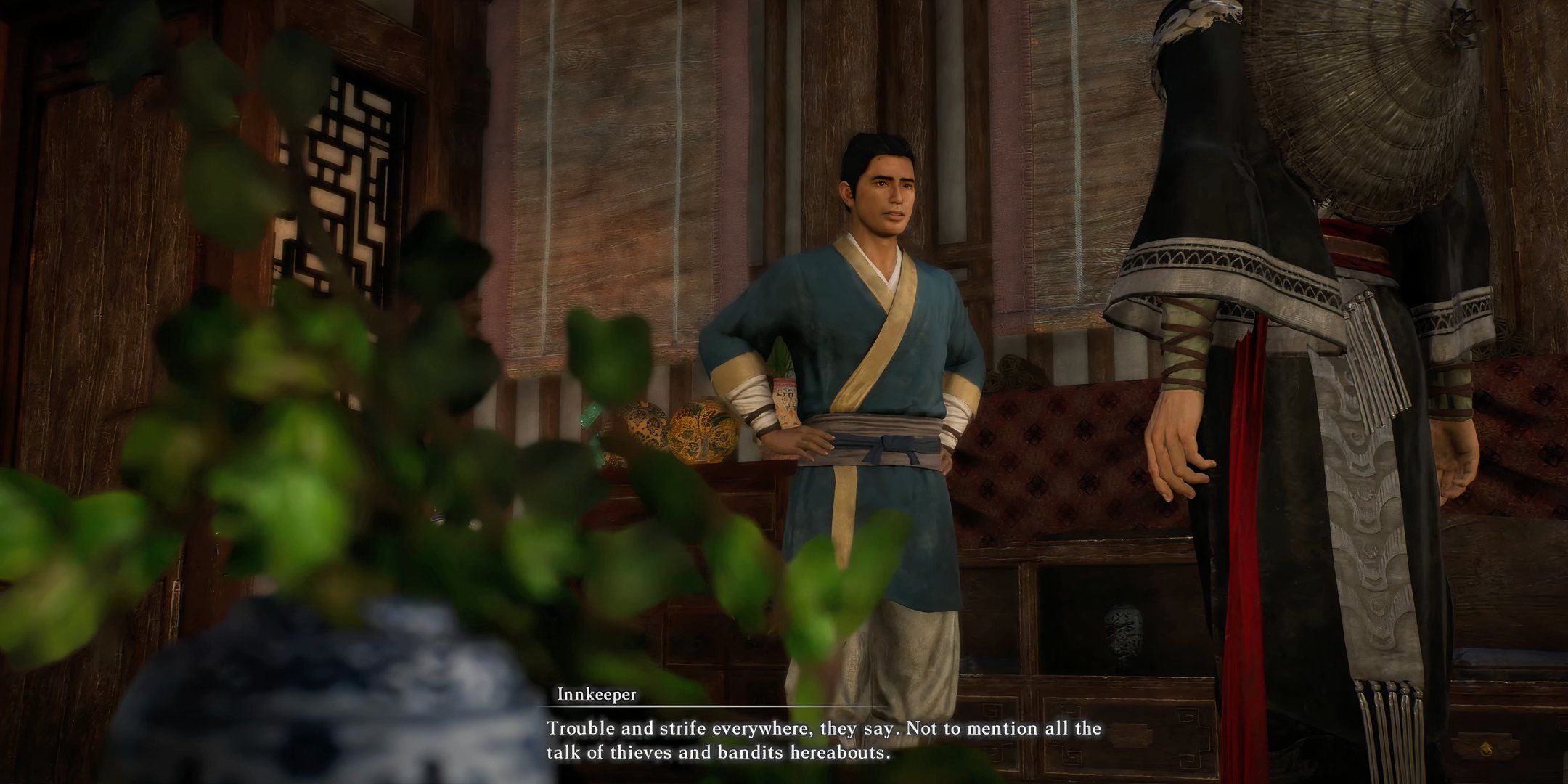 Innkeeper is an voiced NPC speaking at the protagonist on the right side of the screen