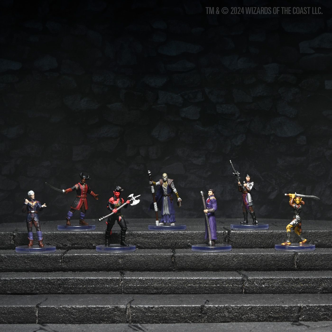 Baldur's Gate 3 full photographed image of the 7 heroes in hte D&D Wizkids box set.