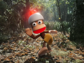 Ape Escape monkey showing its behind to the camera in a trailer for Metal Gear Solid 3 Delta