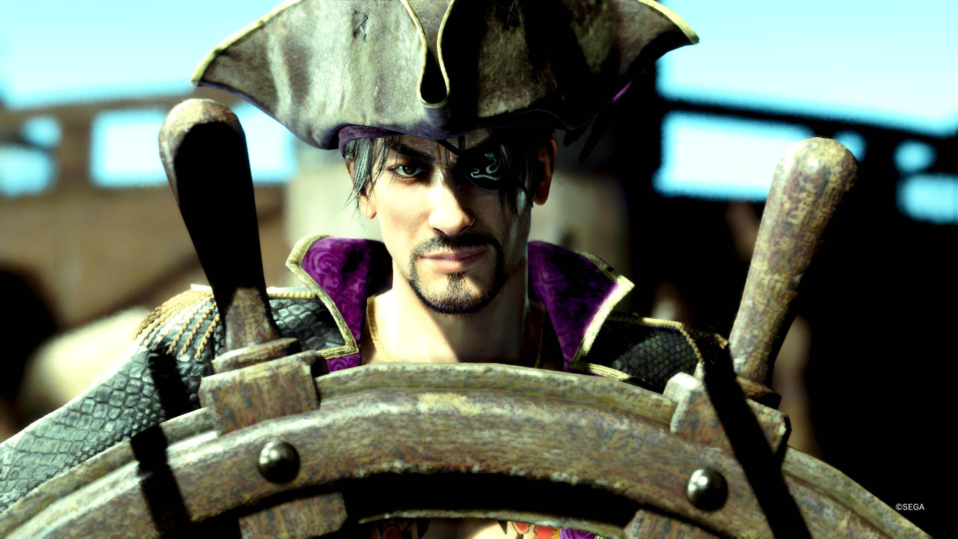 Majima at the helm in Like a Dragon: Pirate Yakuza in Hawaii