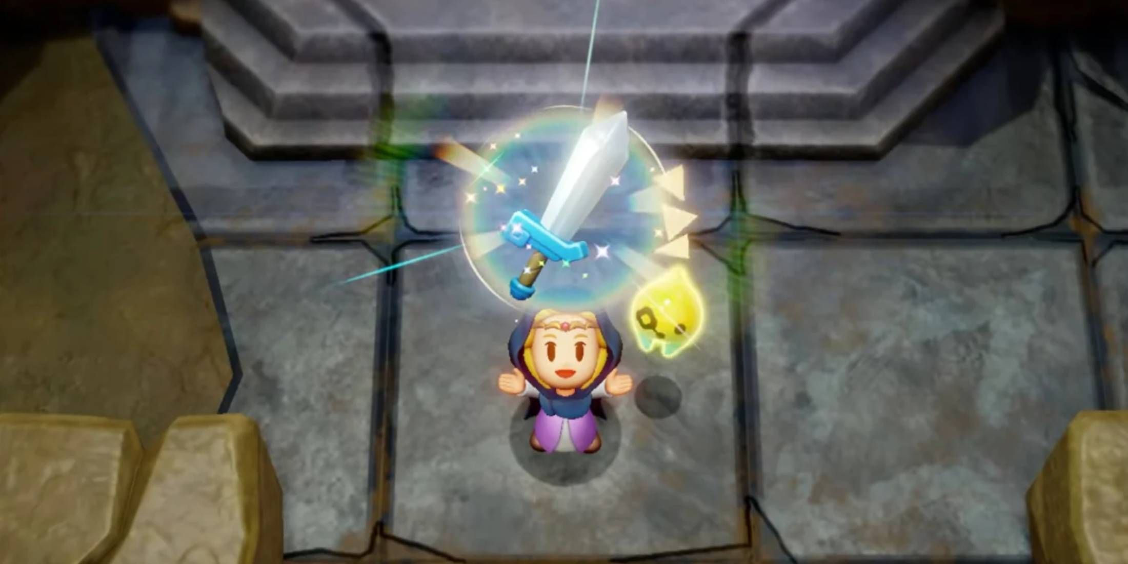 Zelda receiving the sword in The Legend of Zelda: Echoes of WIsdom