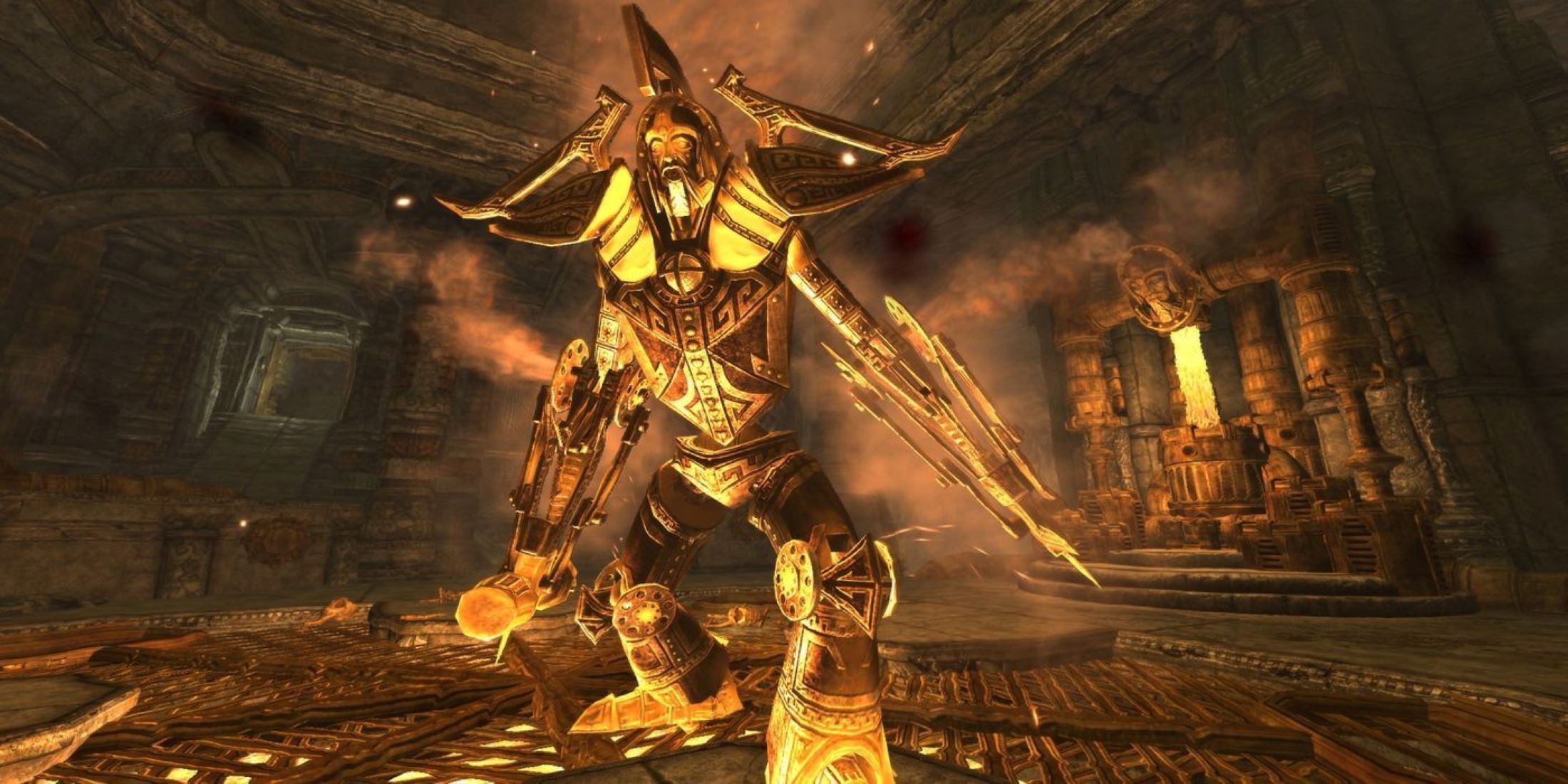 Dwarven Centurion Forgemaster in dwemer room