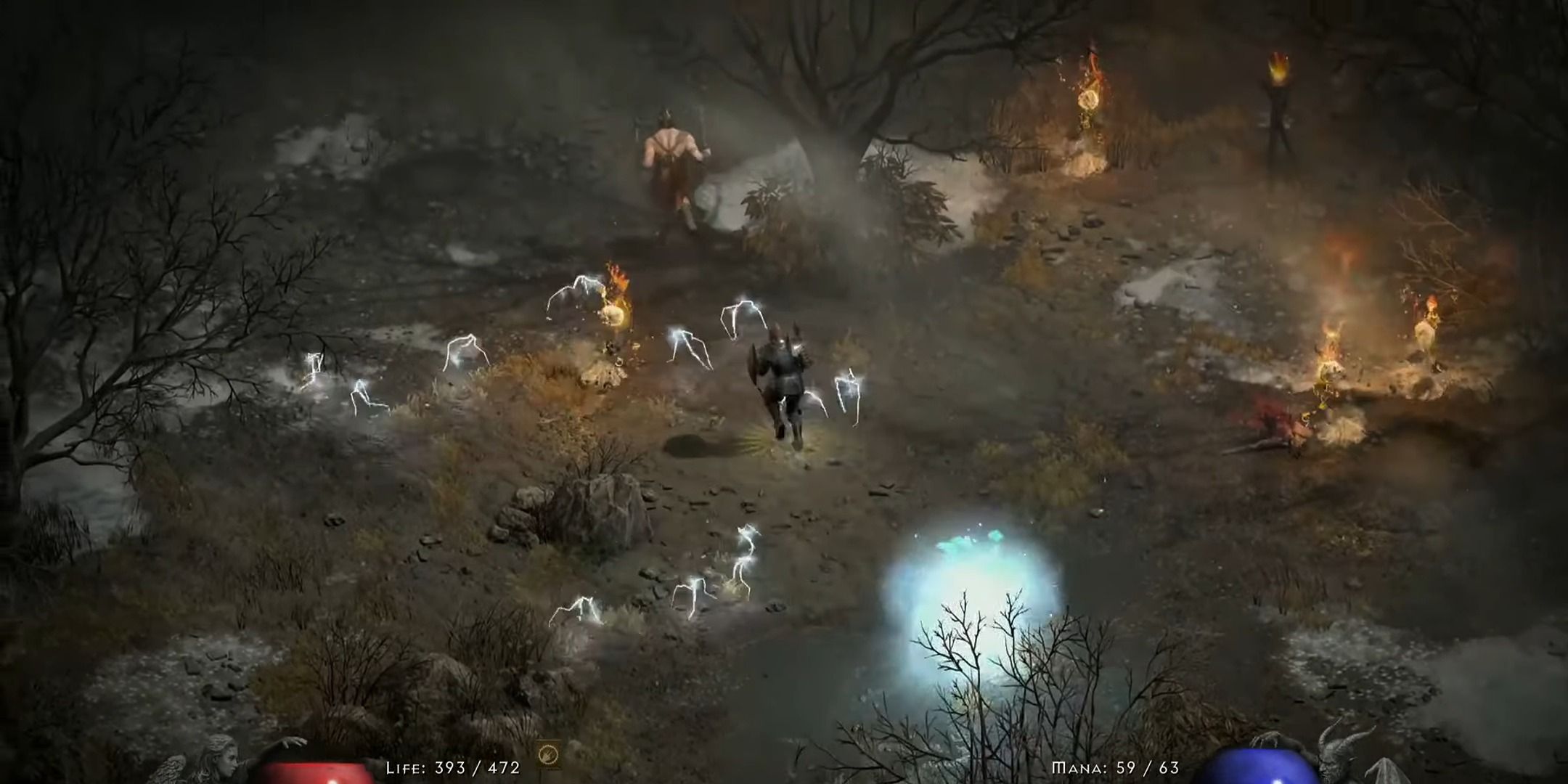 A paladin surrounded by lightning in Diablo 2 Resurrected.